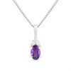 Silver Amethyst And CZ Oval Birthstone Necklace - F35194