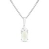 Silver Milky Aquamarine And CZ Oval Birthstone Necklace - F35195