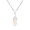 Silver Moonstone And CZ Oval Birthstone Necklace - F35198