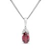 Silver Rhodolite Garnet And CZ Oval Birthstone Necklace - F35199