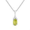Silver Peridot And CZ Oval Birthstone Necklace - F35200