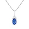 Silver Kyanite And CZ Oval Birthstone Necklace - F35201