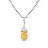 Silver Citrine And CZ Oval Birthstone Necklace - F35203