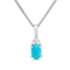 Silver Turquoise And CZ Oval Birthstone Necklace - F35204