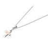 Silver And Rose Gold Plated Cubic Zirconia Two Crosses And Chain - F3624