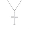 Silver Diamond Cut Edge Cross Necklace - F3714