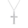 Silver Diamond Cut Cross Necklace- 26mm - F3715