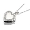 Silver Cubic Zirconia Heart Locket And Curb Chain - F4343