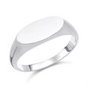Silver Rhodium Plated Oval Signet Ring - F4931