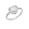 Silver Cubic Zirconia Heart Halo Ring - F60001