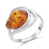 Silver Amber Teardrop Ring - F60104