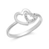 Silver Cubic Zirconia Two Hearts Ring - F6024
