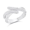 Silver Cubic Zirconia Bypass Ring - F6055