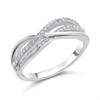 Silver Cubic Zirconia Crossover Band Ring - F6074