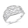 Silver Cubic Zirconia Lattice Band Ring - F6080