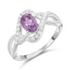 Silver Oval Amethyst CZ Crossover Ring - F6105