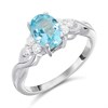 Silver Blue Topaz And CZ Ring - F6108