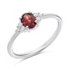 Silver Oval Garnet And CZ Ring - F6110