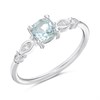 Silver Cushion Blue Topaz And CZ Ring - F6111