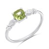 Silver Cushion Peridot And CZ Ring - F6112
