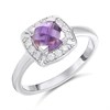 Silver Amethyst And CZ Ring - F6114