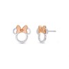 Disney Silver And Rose Plated Minnie Mouse Stud Earrings - 10mm - F6705