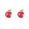 Disney Gold Plated Sterling Silver Princess CZ Red Apple Stud Earrings - F67145