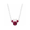 Disney Silver Minnie Mouse Fuchsia Crystal Necklace - F6719