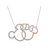 Disney Silver And Rose Plated Mickey And Minnie Cubic Zirconia Necklace - F6725