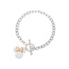 Disney Silver And Rose Plated Minnie Mouse T-Bar Bracelet - 7.5in - F6726
