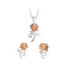 Disney Silver And Rose Plated Beauty And The Beast Necklace And Earrings Set - F6740