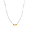 TI SENTO Gold Plated Silver 6MM Simulated Pearl Necklace - 17.5in - F69103