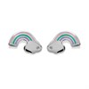 D For Diamond Silver Resin Rainbow Stud Earrings - F7315
