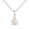 D4D Silver Diamond Pearl Necklace - F7333