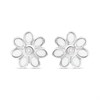 D4D Silver Diamond Enamel Flower Stud Earrings - F7349