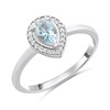 Silver Aquamarine And Lab Grown Diamond Ring - F9703