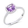 Silver Amethyst And Lab Grown Diamond Cushion Halo Ring - F9709