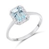 Silver Blue Topaz And Lab Grown Diamond Halo Ring - F9710