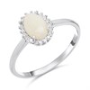 Silver Opal And Lab Grown Diamond Halo Ring - F9711