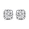 Silver Lab Grown Diamonds Illusion Set Cushion Stud Earrings - F9807