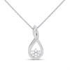 Silver Lab Grown Diamond Cluster Teardrop Necklace - F9809