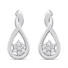 Silver Lab Grown Diamond Cluster Teardrop Stud Earrings - F9810