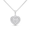 Silver 1/10ct Lab Grown Diamond Pavé Heart Necklace - F9811