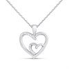 Silver Lab Grown Diamond Double Heart Necklace - F9814