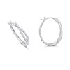 Silver 1/10ct Lab Grown Diamond Oval Hoop Earrings - F9818