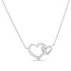 Silver 1/10ct Lab Grown Diamond Double Heart Necklet - F9821