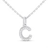 Silver Lab Grown Diamond Initial Necklace- C - F9822