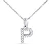 Silver Lab Grown Diamond Initial Necklace- P - F9828