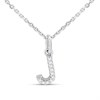 Silver Lab Grown Diamond Initial Necklace- J - F9829