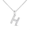 Silver Lab Grown Diamond Initial Necklace - H - F9838